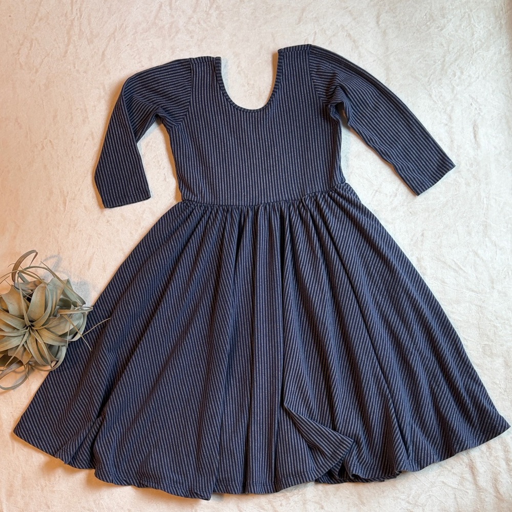 Alice + Ames Navy Striped Ballet Twirl Dress